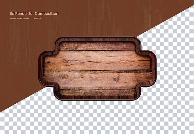 Holzschild Einfaches rustikales Element mit durchsichtigem Hintergrund für Designkompositionen
