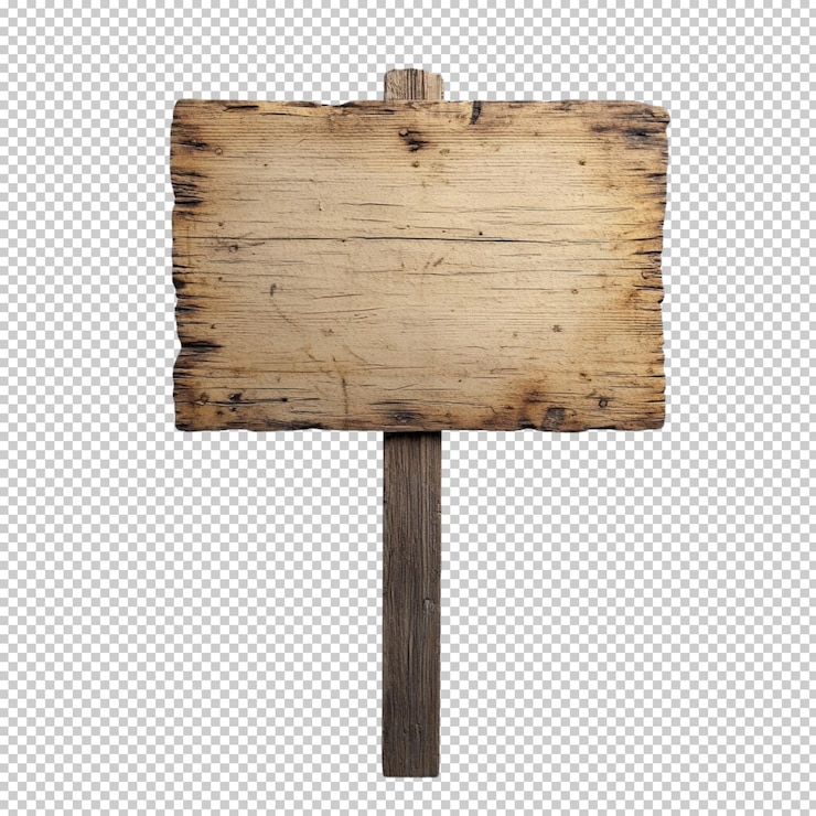 PSD holzschild und schild, isoliert auf durchsichtigem hintergrund