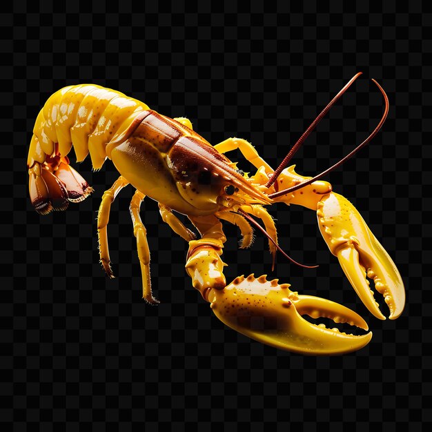 PSD un homard avec une grande coquille jaune et une bande rouge