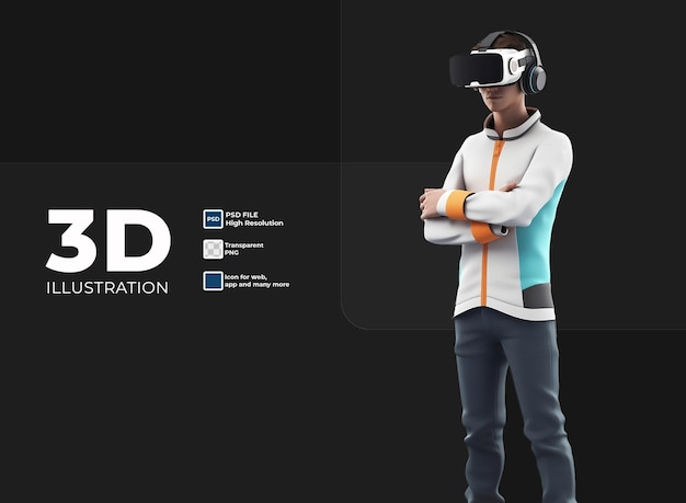 PSD hombre 3d en un auricular vr