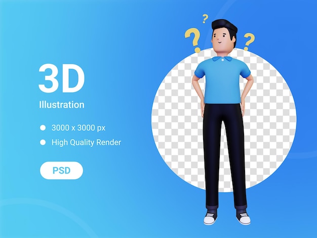 Hombre 3d que hace el pensamiento creativo