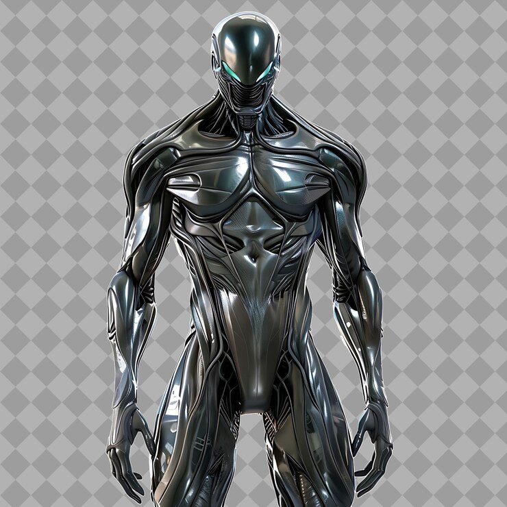 PSD hombre adulto híbrido alienígena con forma muscular extraterrestre f aislado renderización de personajes de alta calidad