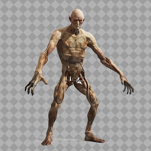 Hombre anciano invulnerable con forma invencible Invulnerable aislado Render de carácter de alta calidad