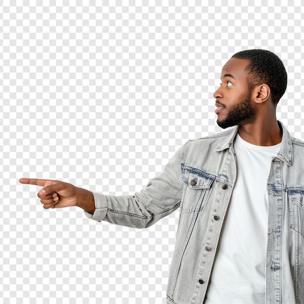 Hombre apuntando hacia el lado