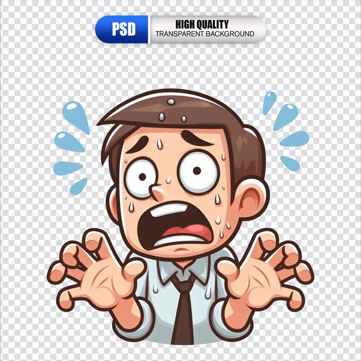 PSD el hombre asustado ilustraciones de stock