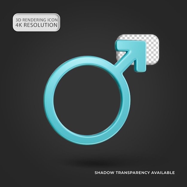 Hombre azul 3d aislado icono del concepto de igualdad de género
