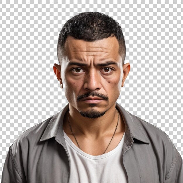 un hombre con barba y bigote se para frente a una cuadrícula que dice no