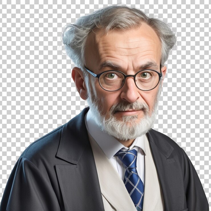 PSD un hombre con barba y gafas está de pie frente a un fondo a cuadros