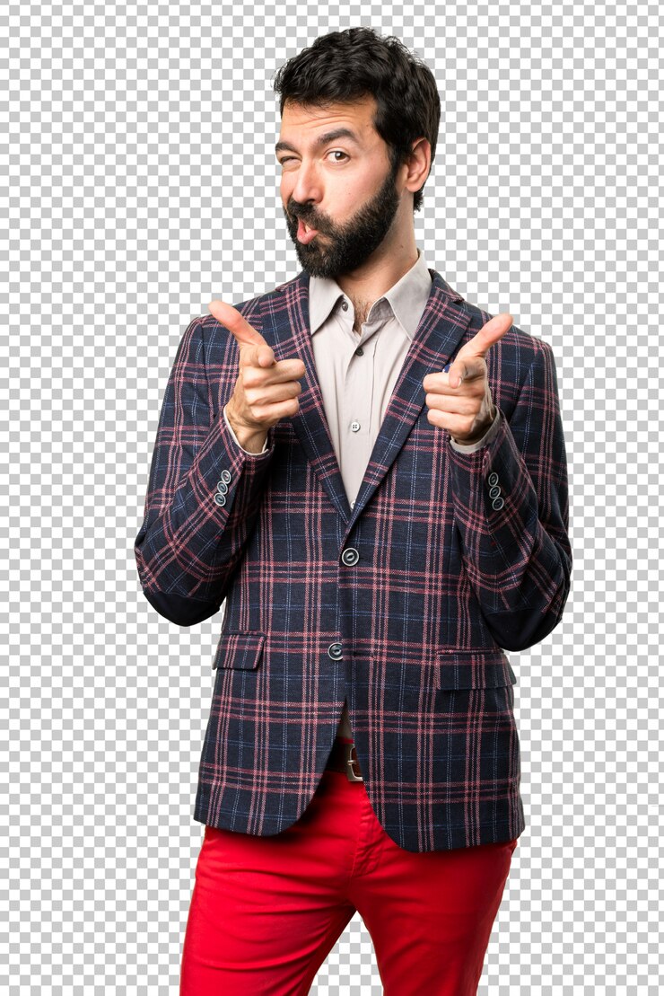 PSD hombre bien vestido apuntando al frente.