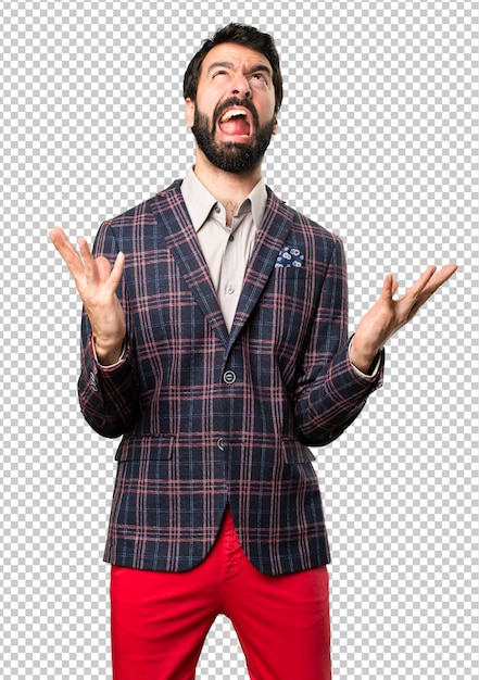 Hombre bien vestido frustrado