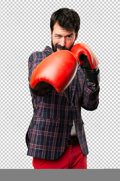 PSD hombre bien vestido con guantes de boxeo