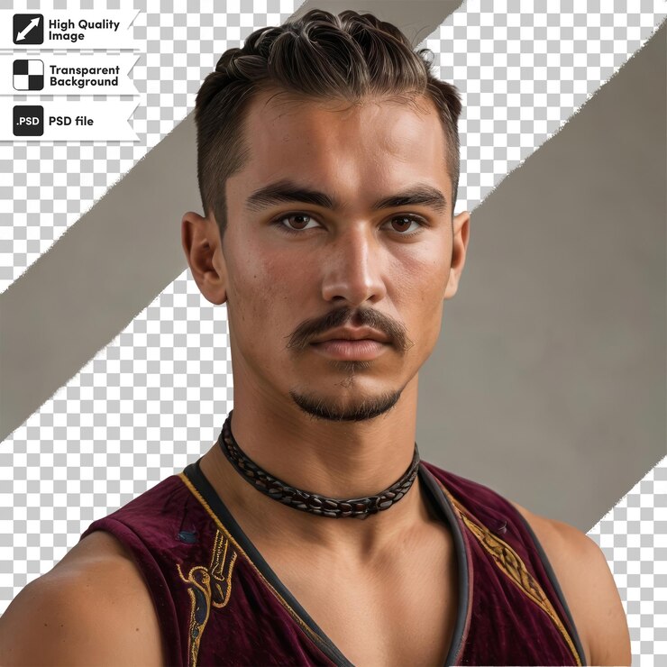 PSD un hombre con bigote y un fondo blanco y negro