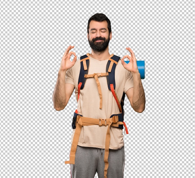 Hombre caminante en pose zen