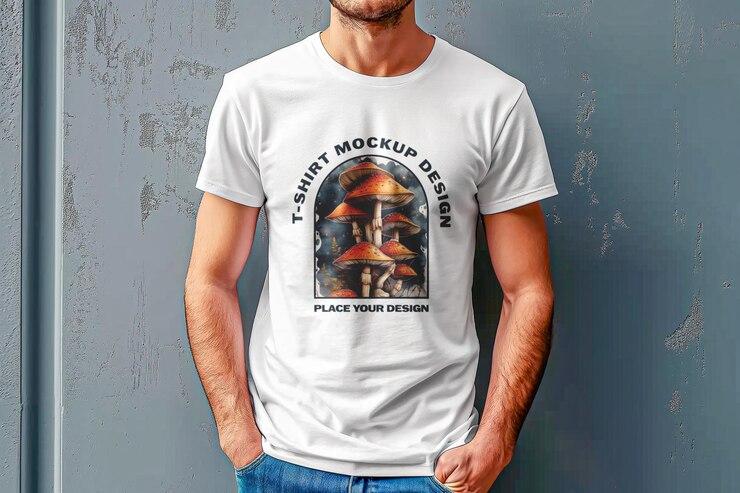 un hombre con una camisa blanca mockup psd