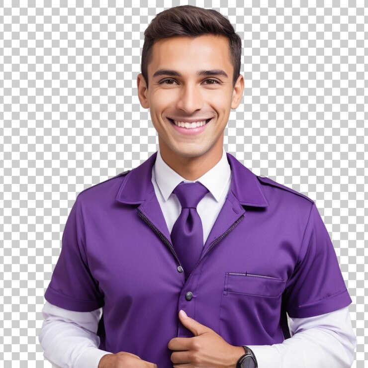 PSD un hombre con una camisa púrpura y una corbata negra