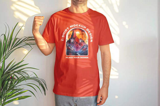 un hombre con una camisa roja