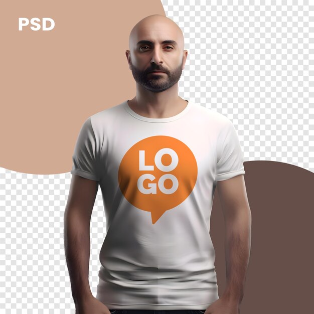 PSD hombre con camiseta con el texto goal psd mockup