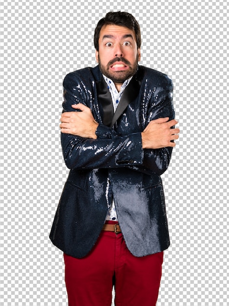 Hombre con chaqueta helada