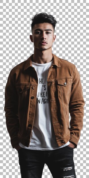 un hombre con una chaqueta marrón con su nombre es como un hombre