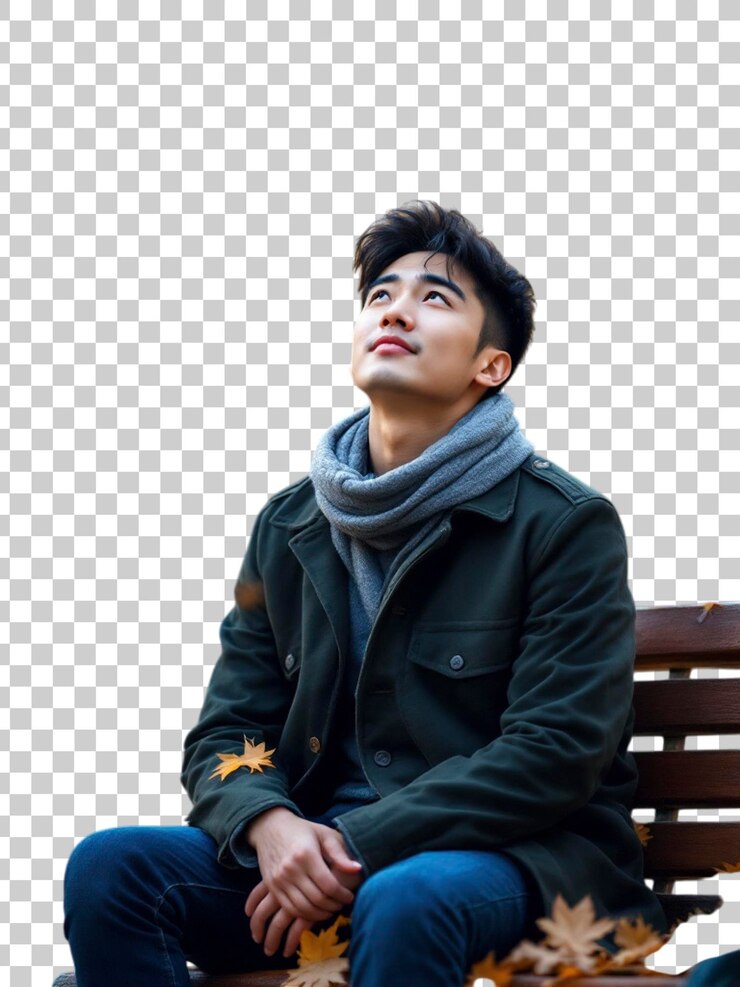 PSD hombre contemplativo en otoño