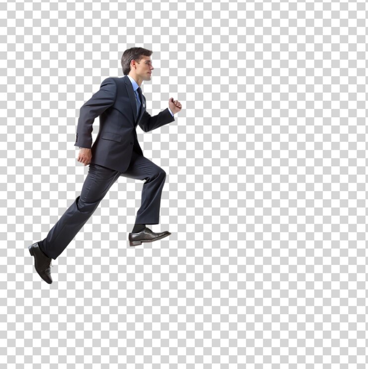 PSD un hombre corre aislado en un fondo transparente