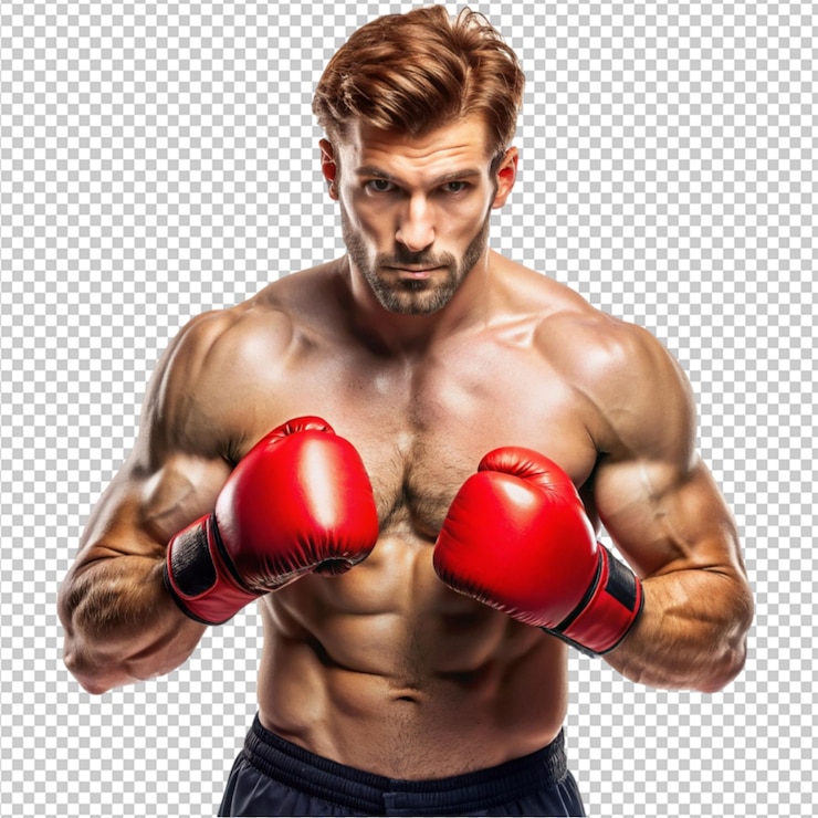 PSD hombre deportivo con guantes de boxeo posando