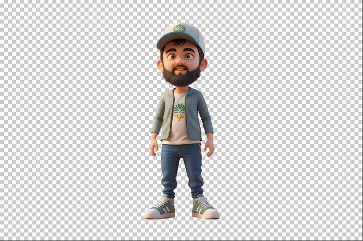 El hombre de dibujos animados sonriente en 3D