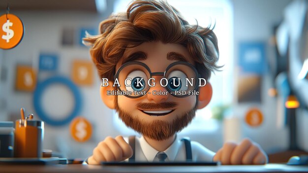 El hombre de dibujos animados sonriente