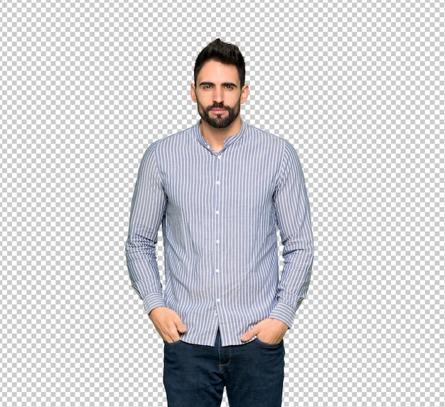 Hombre elegante con retrato de camisa