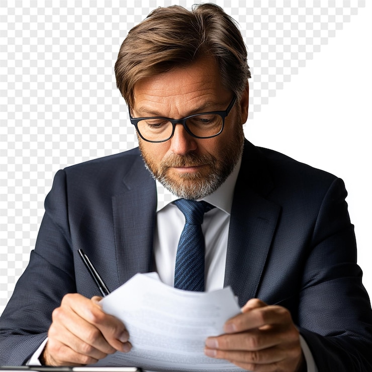 PSD un hombre está escribiendo en un cuaderno con una pluma en la mano