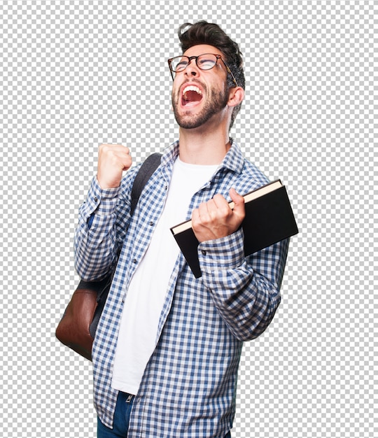 Hombre estudiante sosteniendo un libro