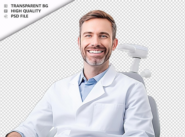 PSD hombre europeo dentista sobre fondo blanco blanco aislado b