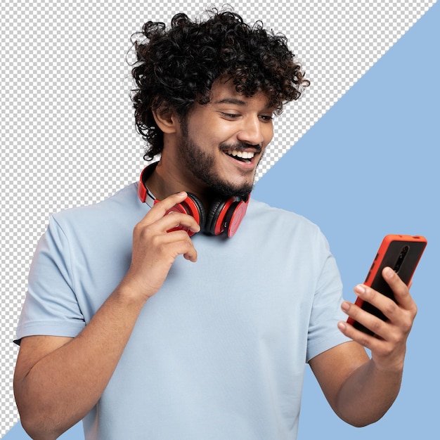 Hombre feliz con smartphone