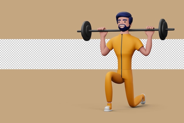 Hombre fitness feliz Ejercicio o fitness para una buena salud Representación 3d