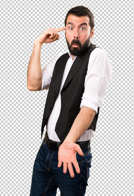 Hombre fresco haciendo gesto loco