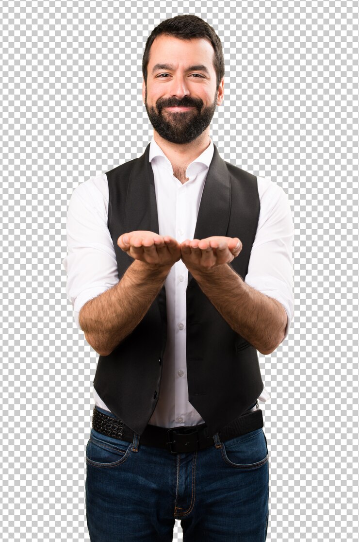 PSD hombre fresco sosteniendo algo