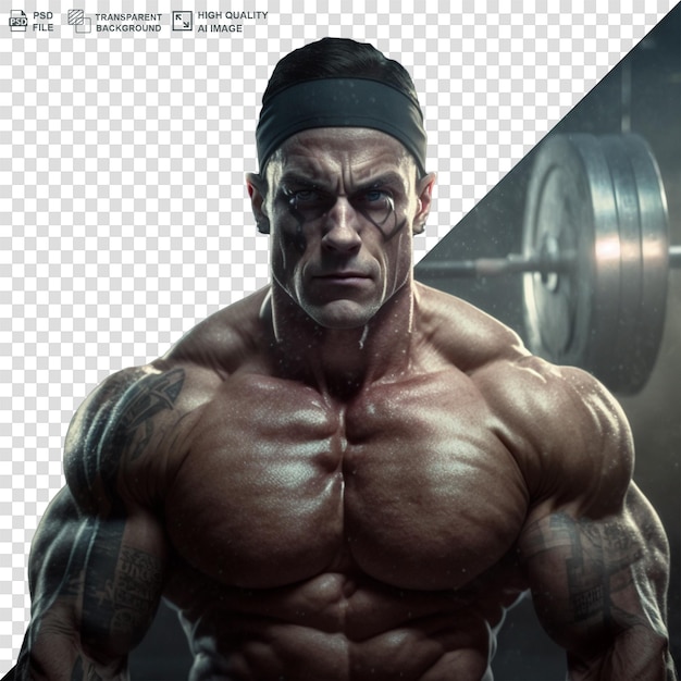 Hombre fuerte con músculos aislados en un fondo transparente png