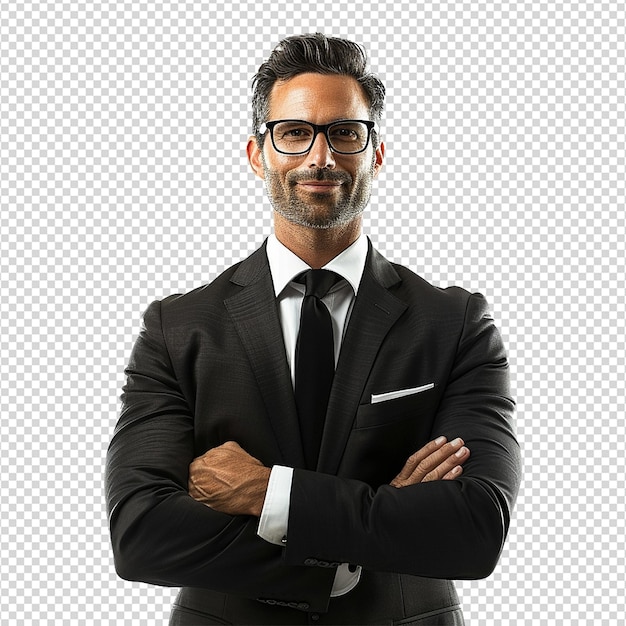 Hombre con gafas aislado en fondo transparente png