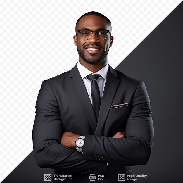 Un hombre con gafas y una camisa negra con un logo blanco.