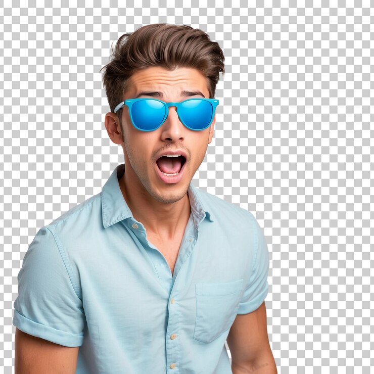 PSD un hombre con gafas de sol con la palabra "i love you" en la cara