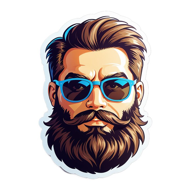 PSD un hombre guapo con barba que usa gafas de sol sticker decal