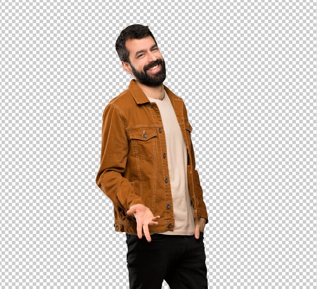 PSD hombre guapo con barba sonriendo