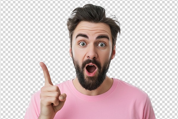 Hombre guapo con una camisa rosa sobre un fondo blanco aislado