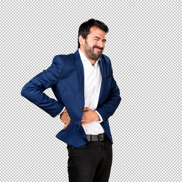 Hombre guapo con dolor de espalda