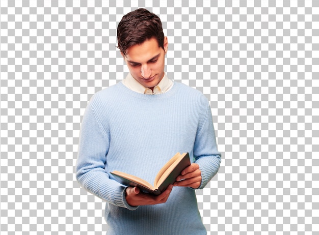 Hombre guapo joven con un libro