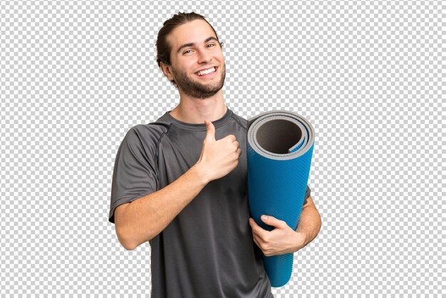 Hombre guapo joven sobre fondo aislado