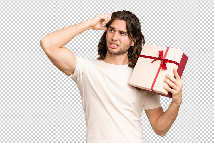 PSD hombre guapo joven sobre fondo aislado