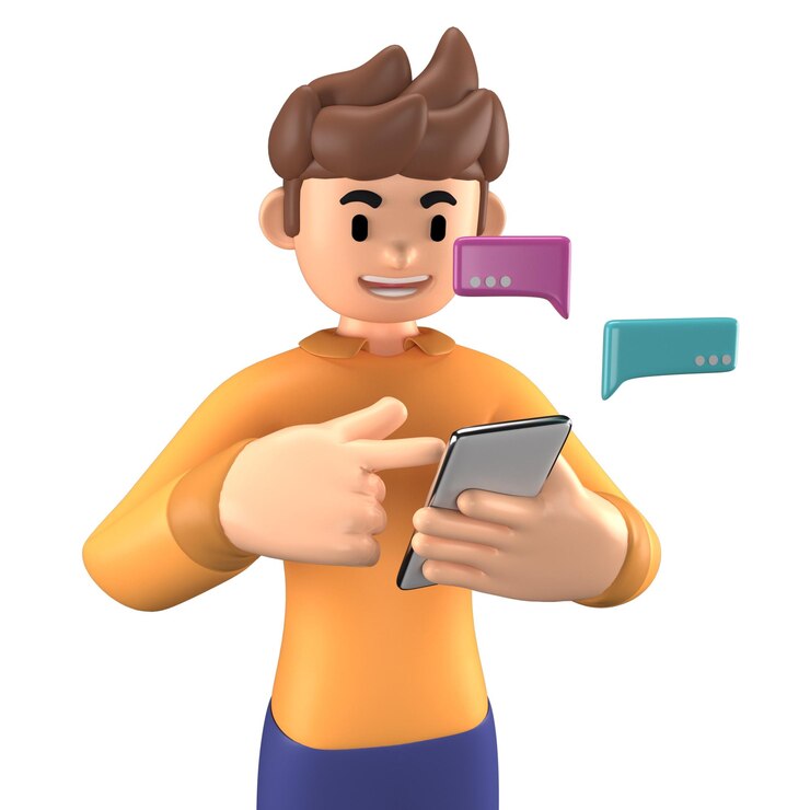 PSD un hombre hablando en su teléfono ilustración 3d