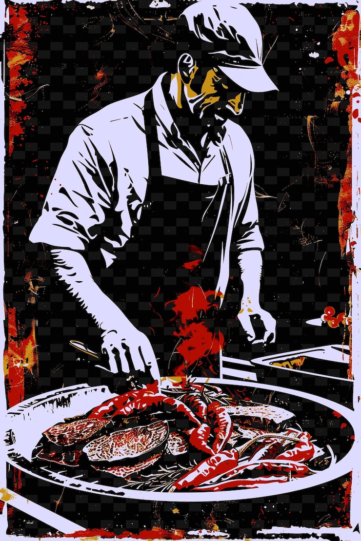 PSD un hombre haciendo carne de sol con un sol brasileño histórico dr ilustración vida y cultura brasileña