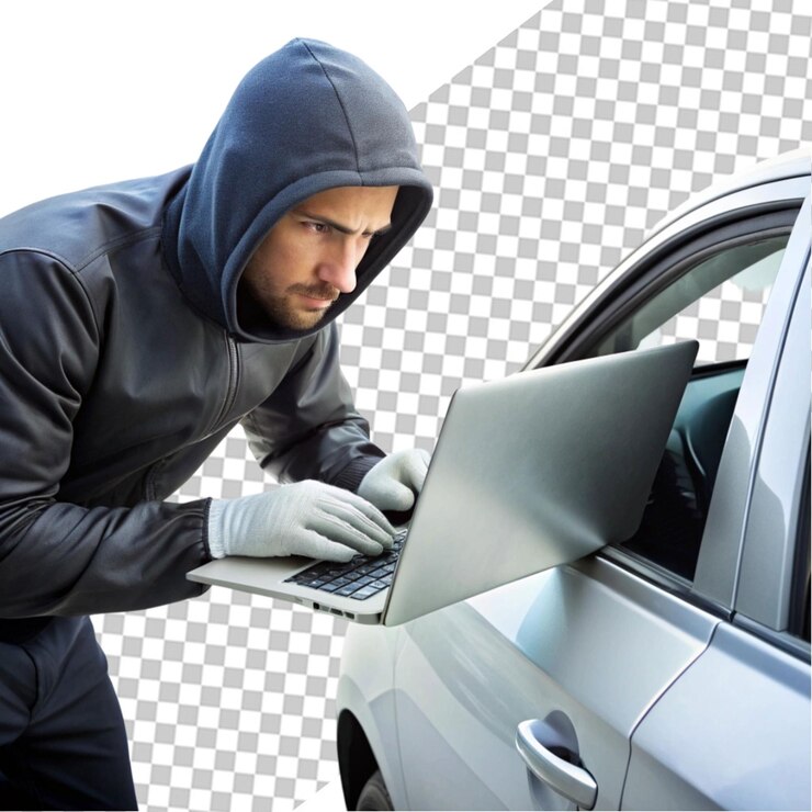 PSD el hombre hacker en la computadora portátil